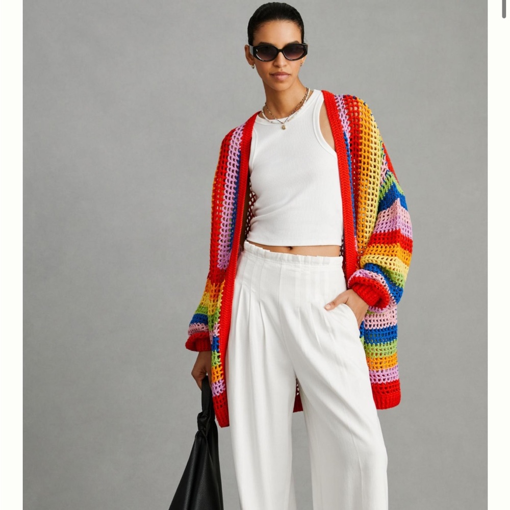 NWT Farm Rio Rainbow Crochet sweater